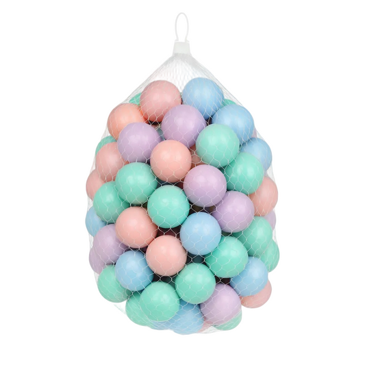 Filet de 100 Balles Souples 6cm Couleur Pastel