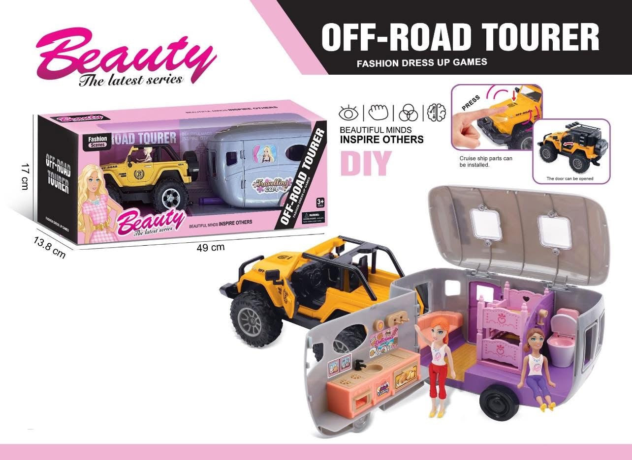 Voiture de Poupée  – Jeep Wrangler avec Remorque