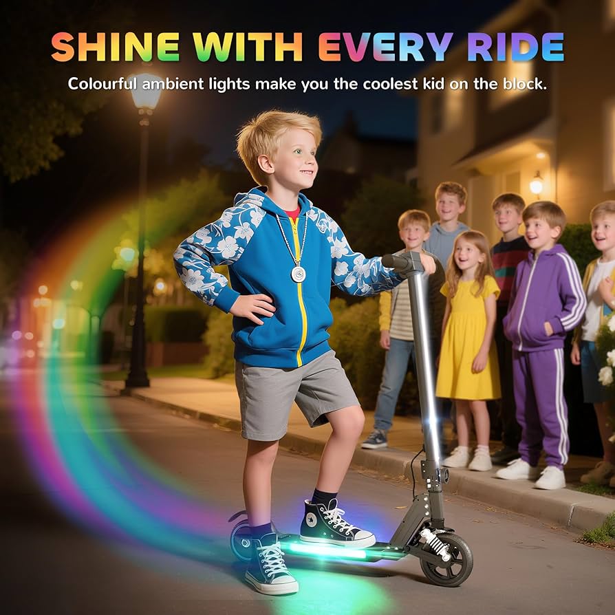 Trottinette Électrique Enfant 130W Pliable avec LED et Suspensions - 6 à 14 ans
