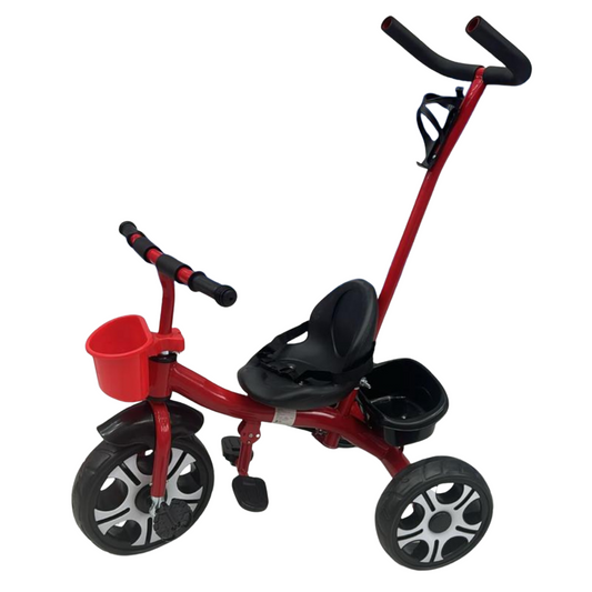 Tricycle évolutif avec canne directionnelle – Rouge