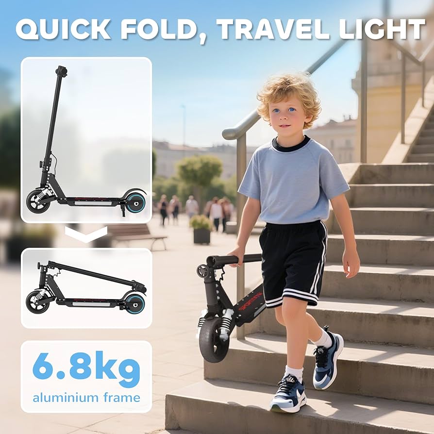 Trottinette Électrique Enfant 130W Pliable avec LED et Suspensions - 6 à 14 ans