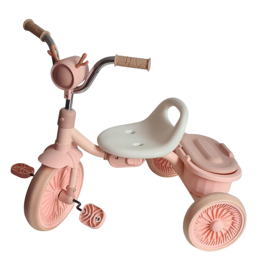Tricycle Pliable avec Coffre de Rangement – Rose pastel