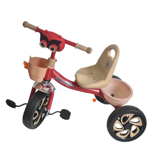 Tricycle pour Enfant “Sport” avec Panier – Rouge et Beige