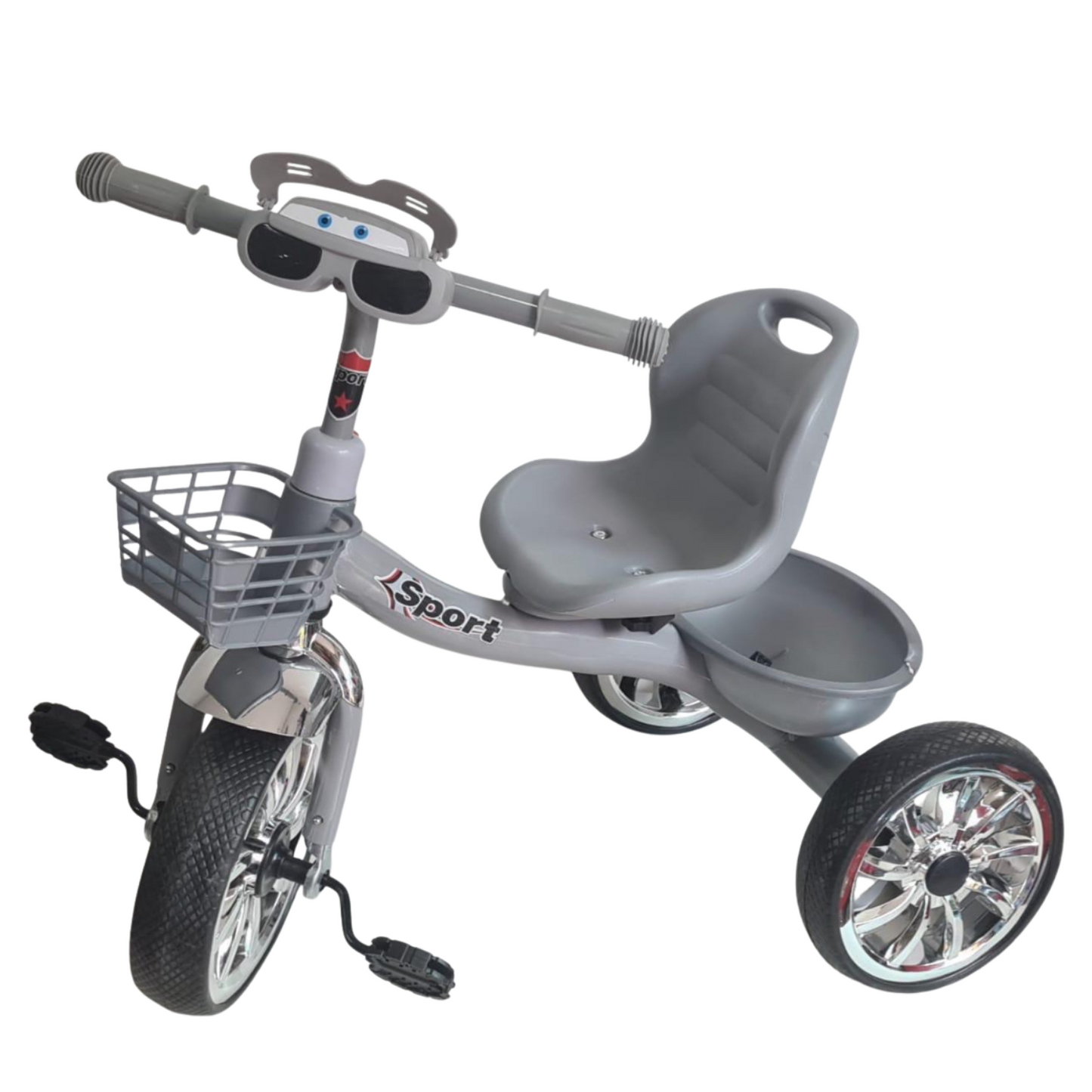 Tricycle Enfant “Sport” avec Panier – Gris métal
