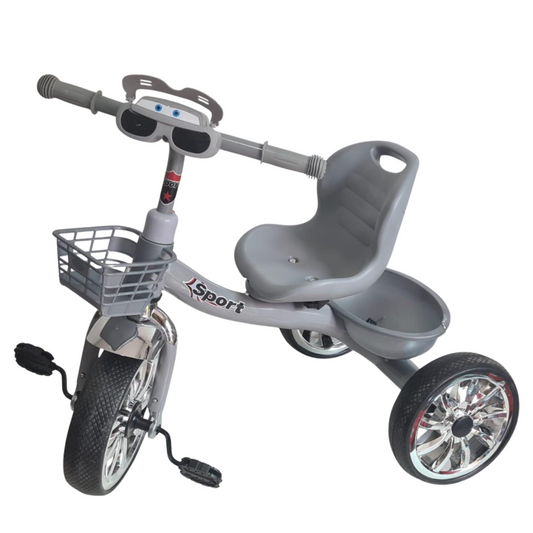 Tricycle Enfant “Sport” avec Panier – Gris métal