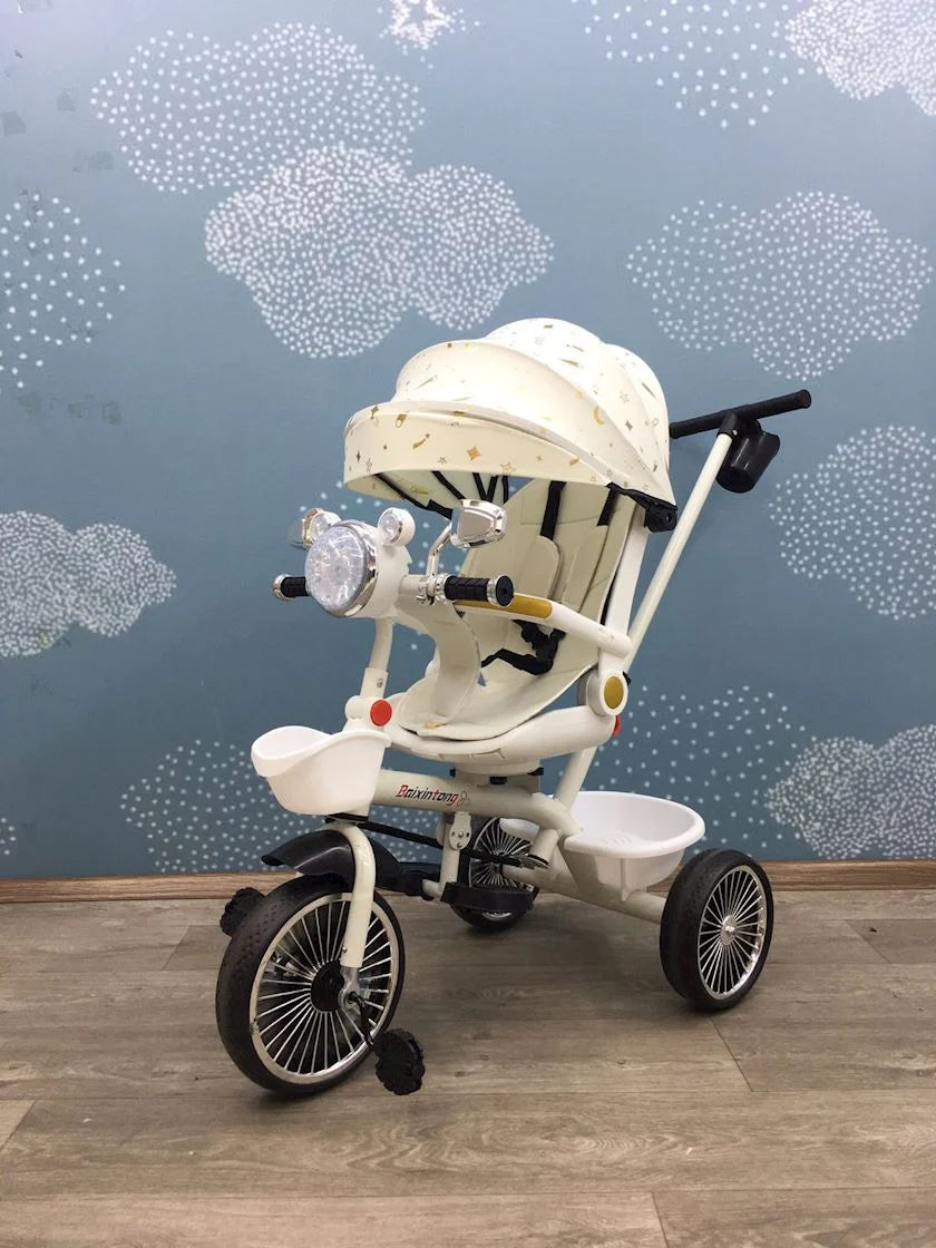 Tricycle évolutif 2 en 1 rotatif 360 – Blanc