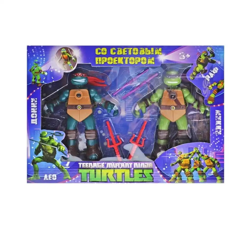 Figurines Héros Tortues Ninja avec projecteur – Lot de 2 Pièces