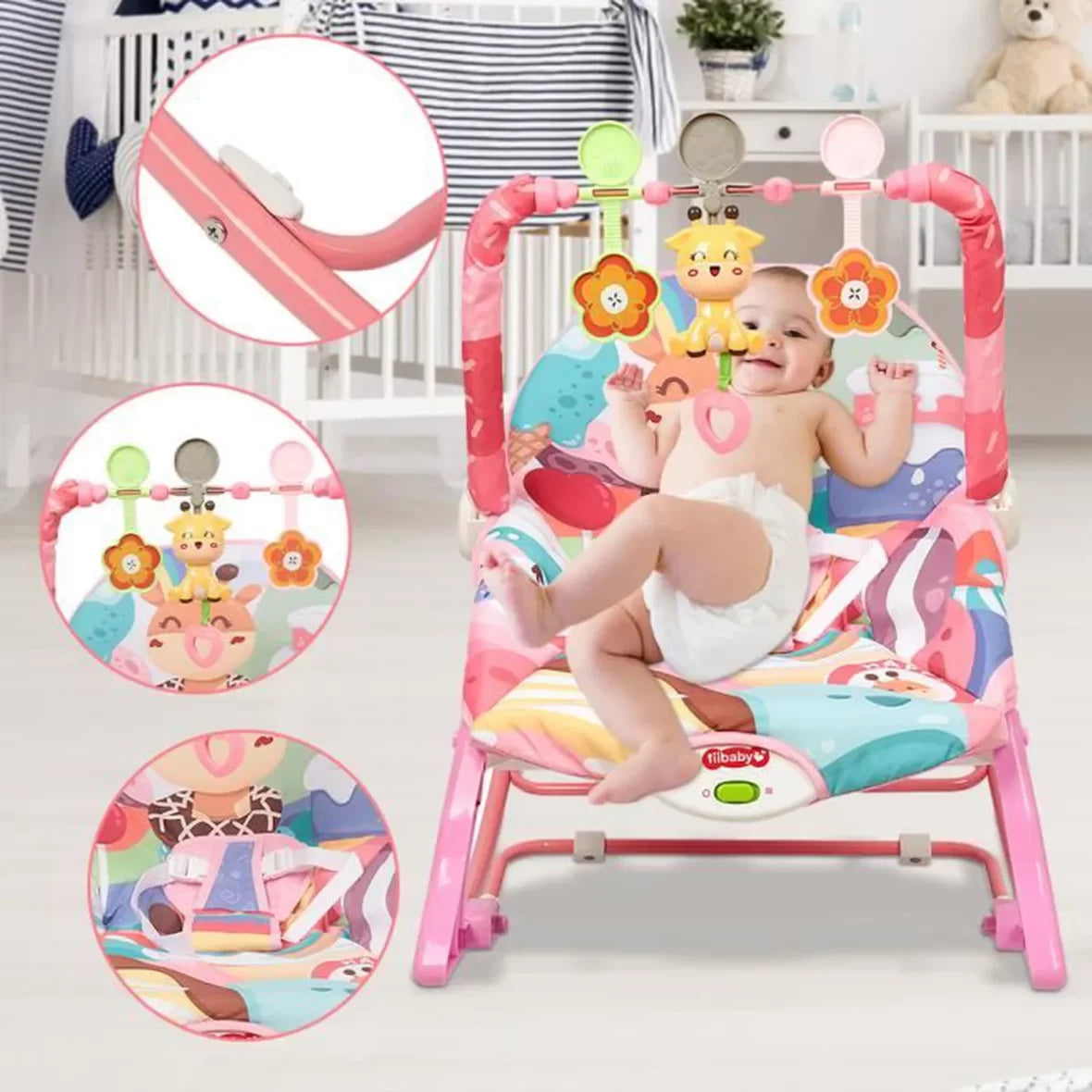 Chaise à Bascule pour Bébé avec Musique et Vibration - TiiBaby