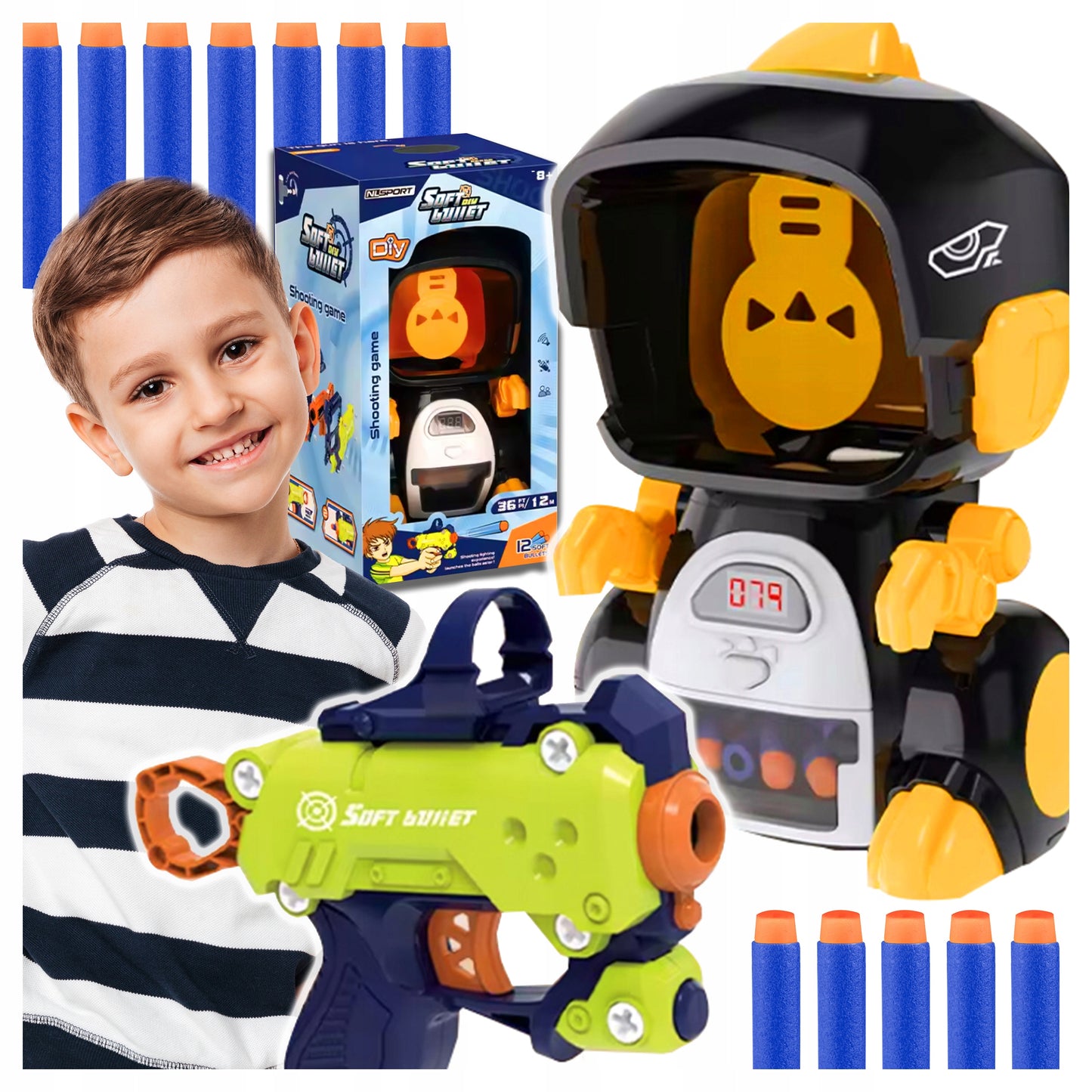 Pistolet Jouet avec Cible Dinosaure – Tableau Électronique + 18 Fléchettes Ventouse