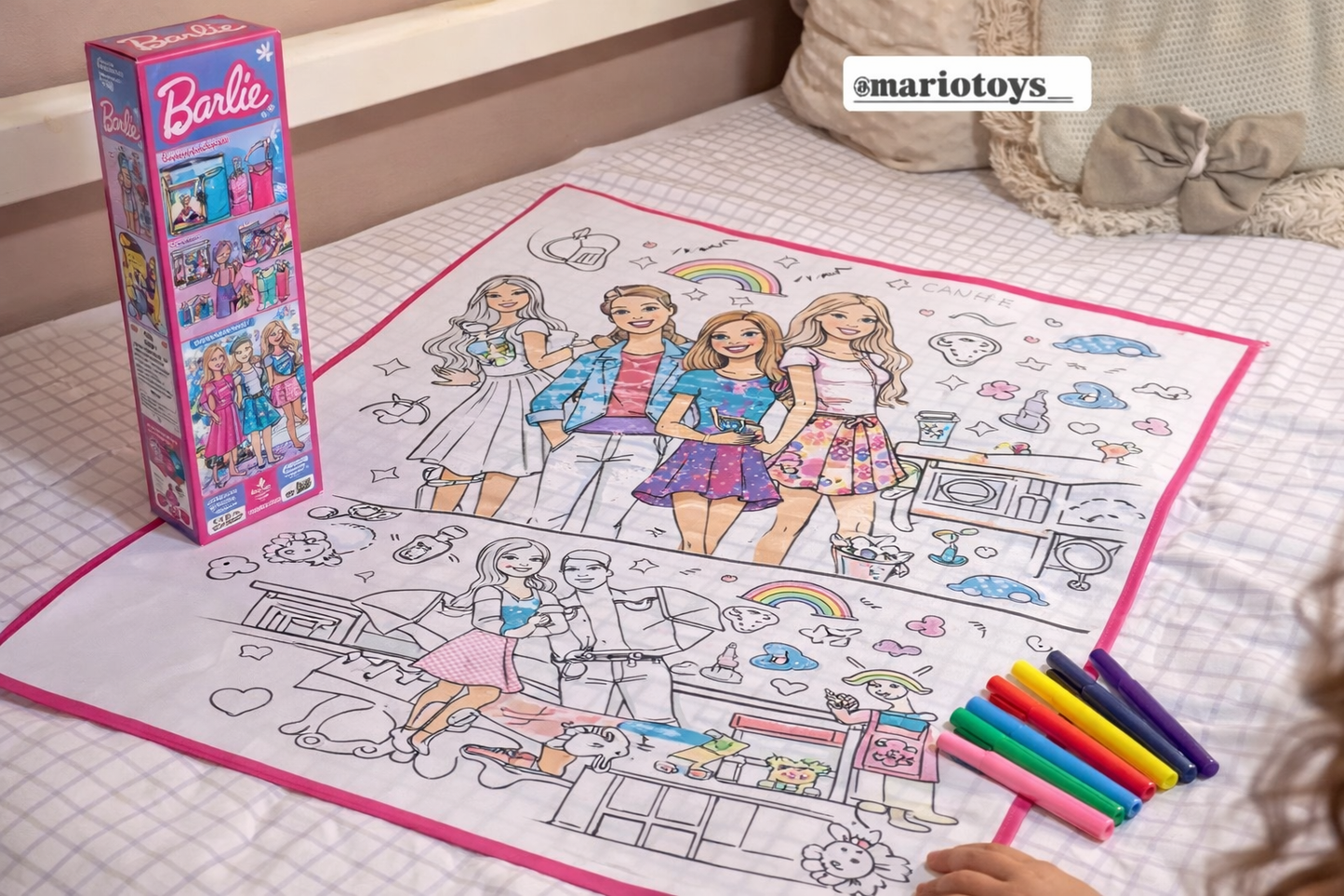 Tapis de coloriage Barbie lavable - 50cm x 50cm avec Feutres