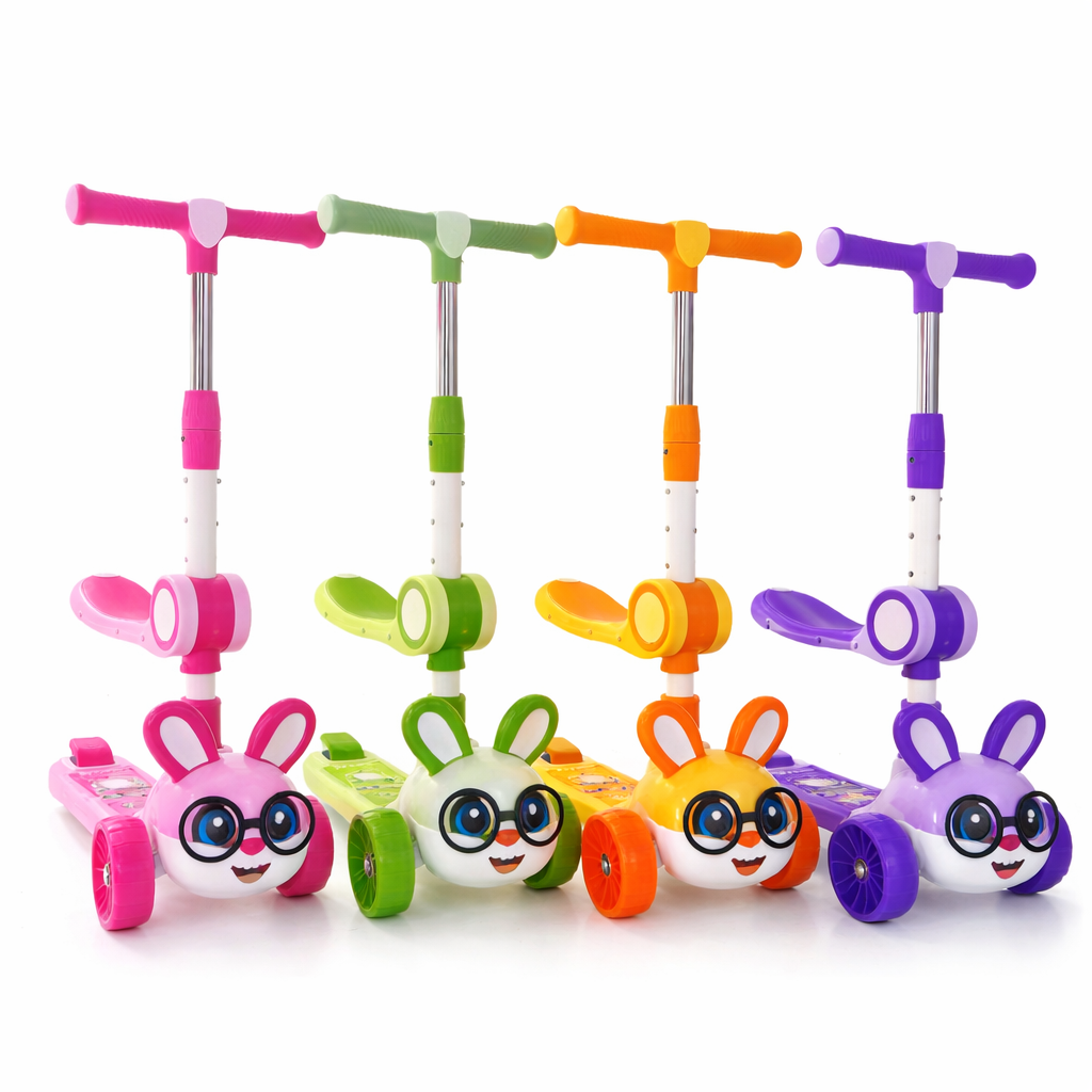 Trottinette à 3 Roues avec Selle – Tête de Lapin à Lunettes