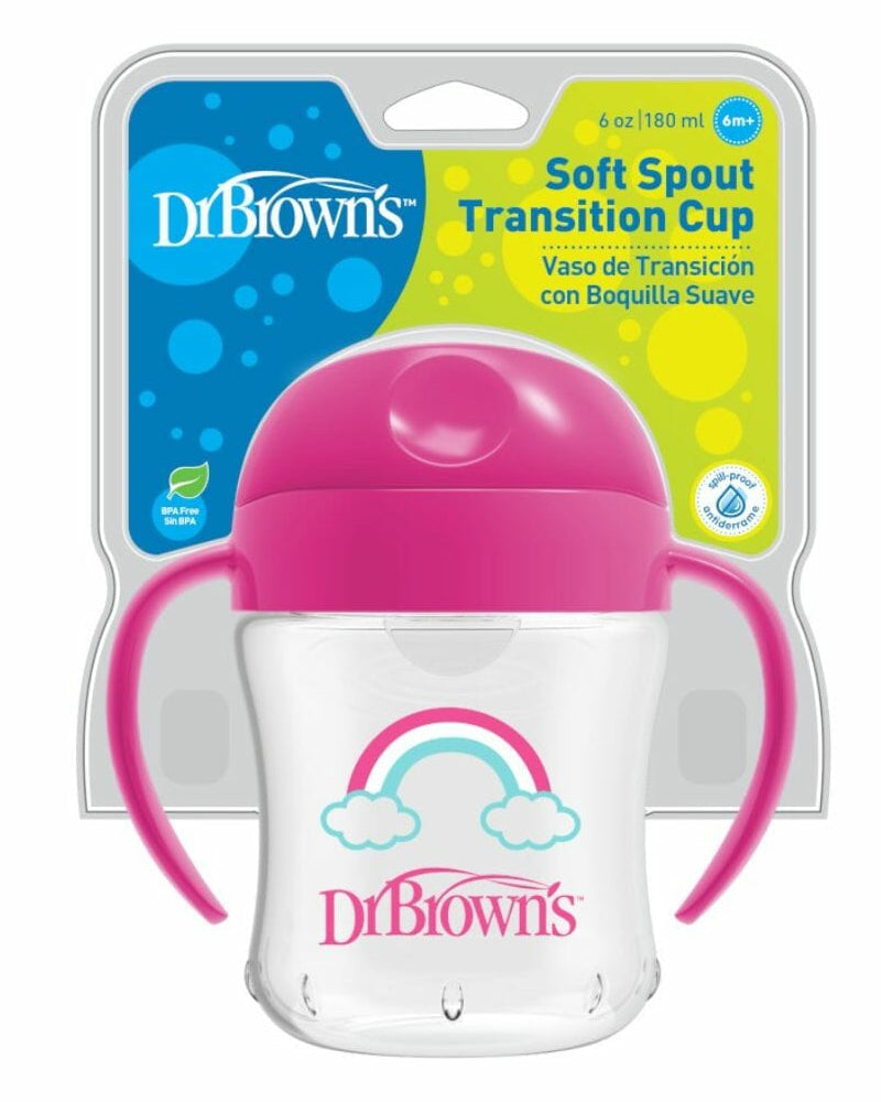 Dr. Brown’s – Gobelet Transition 180 ml avec poignées 6M+ – Rose