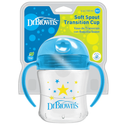 Dr. Brown’s – Gobelet Transition 180 ml avec poignées 6M+ – Bleu