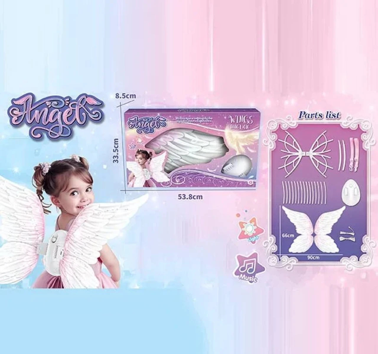 Ailes d’Ange Lumineuses avec Sons et Mouvements