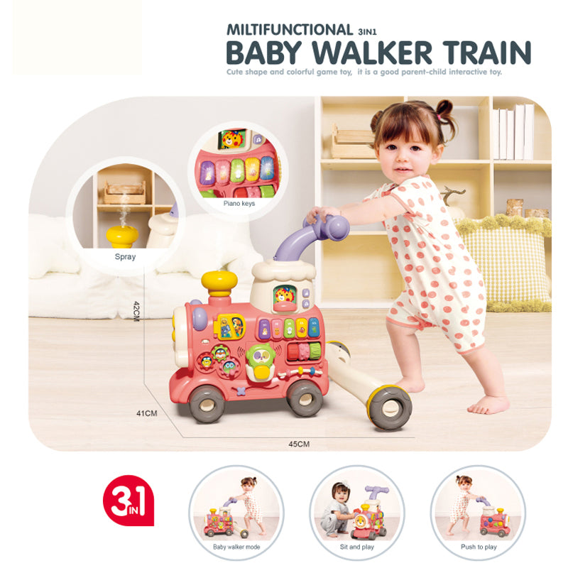 Trotteur Train 3 en 1 Rose - Bibi-Irn