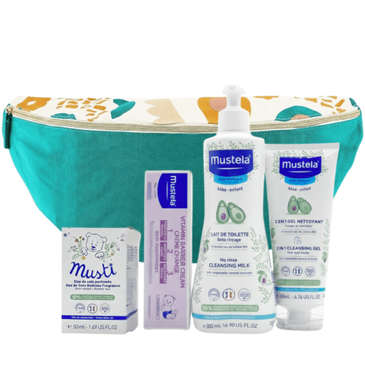 Mustela Sac Banane 2en1 – Pack Soins Bébé (200ml + Crème Change + Musti 50ml + Lait 500ml)