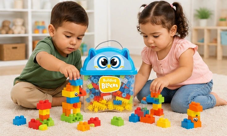 Blocs de Construction Souples TPR Hibou – Boîte de Rangement