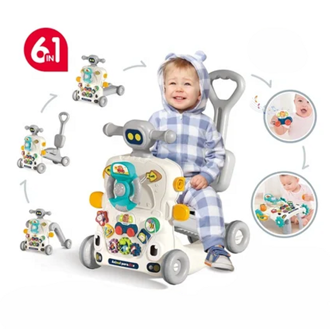 Trotteur Multifonction 6 en 1 pour Bébé Gris - Huanger
