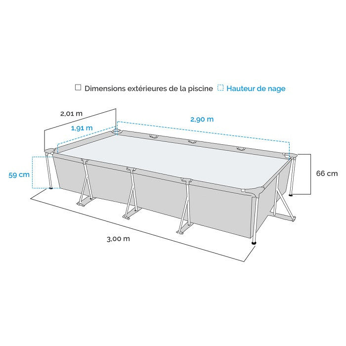 Piscine Hors Sol Rectangulaire – Bestway Steel Pro™ 300 x 201 x 66 cm avec Pompe