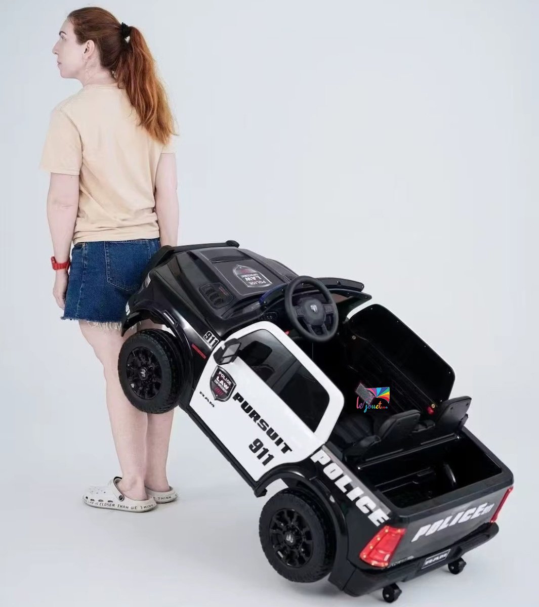 Style Dodge Ram Police – Voiture Électrique 2 Places 12V pour Enfants