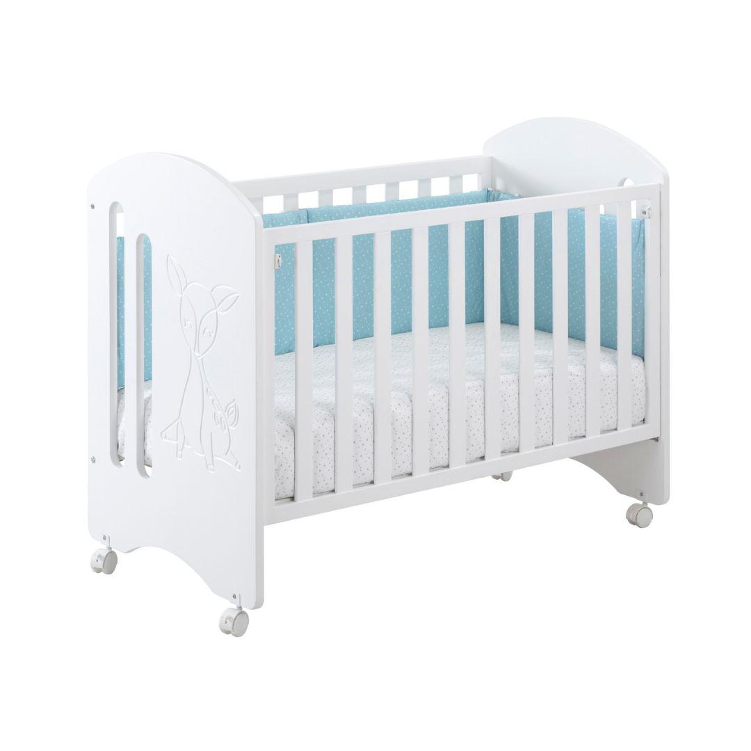 Interbaby – Lit bébé en bois avec option cododo – Blanc – 60 x 120 cm