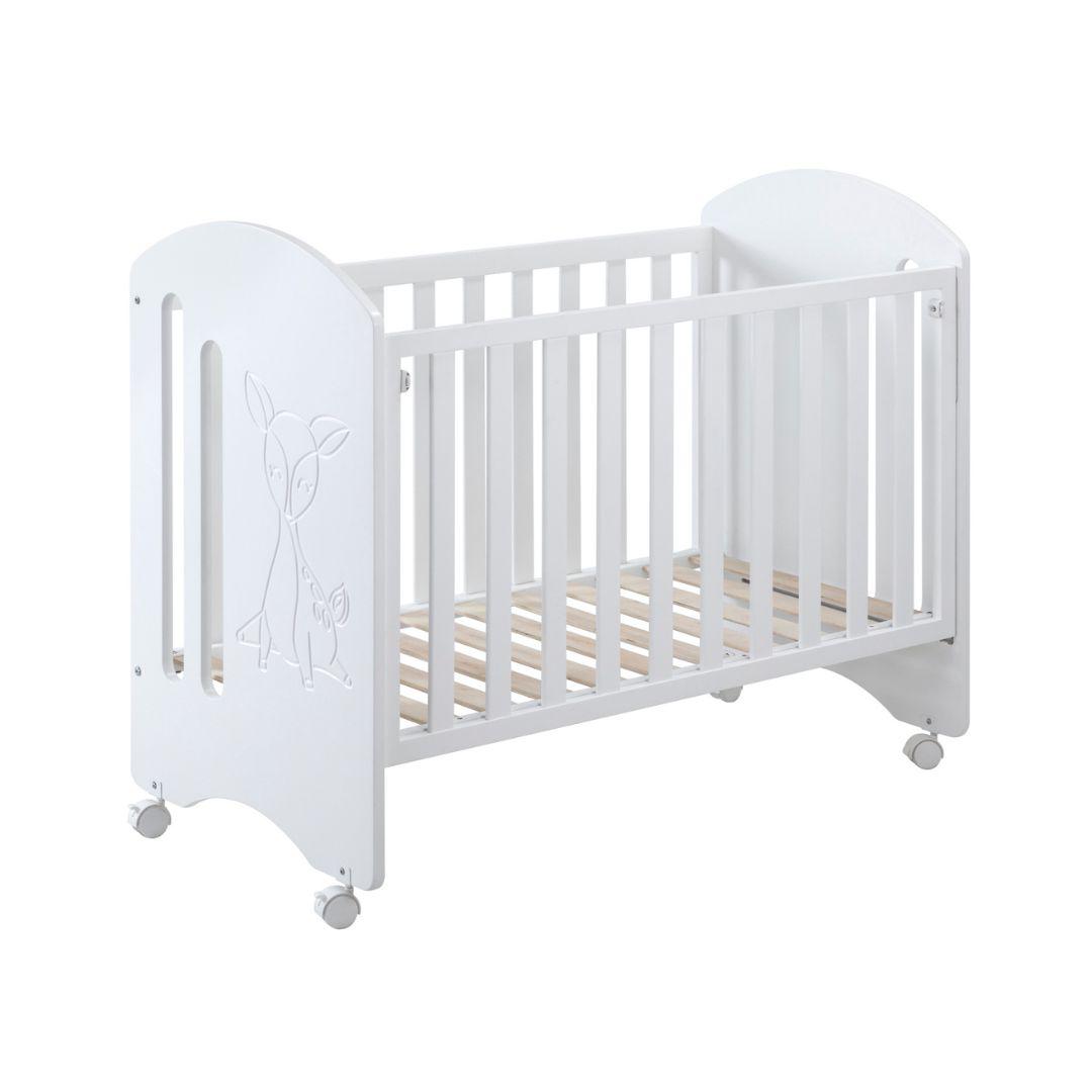 Interbaby – Lit bébé en bois avec option cododo – Blanc – 60 x 120 cm