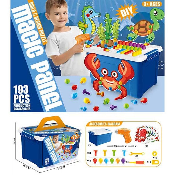 Magic Panel Océan – Puzzle à Visser 193 Pièces avec Mallette
