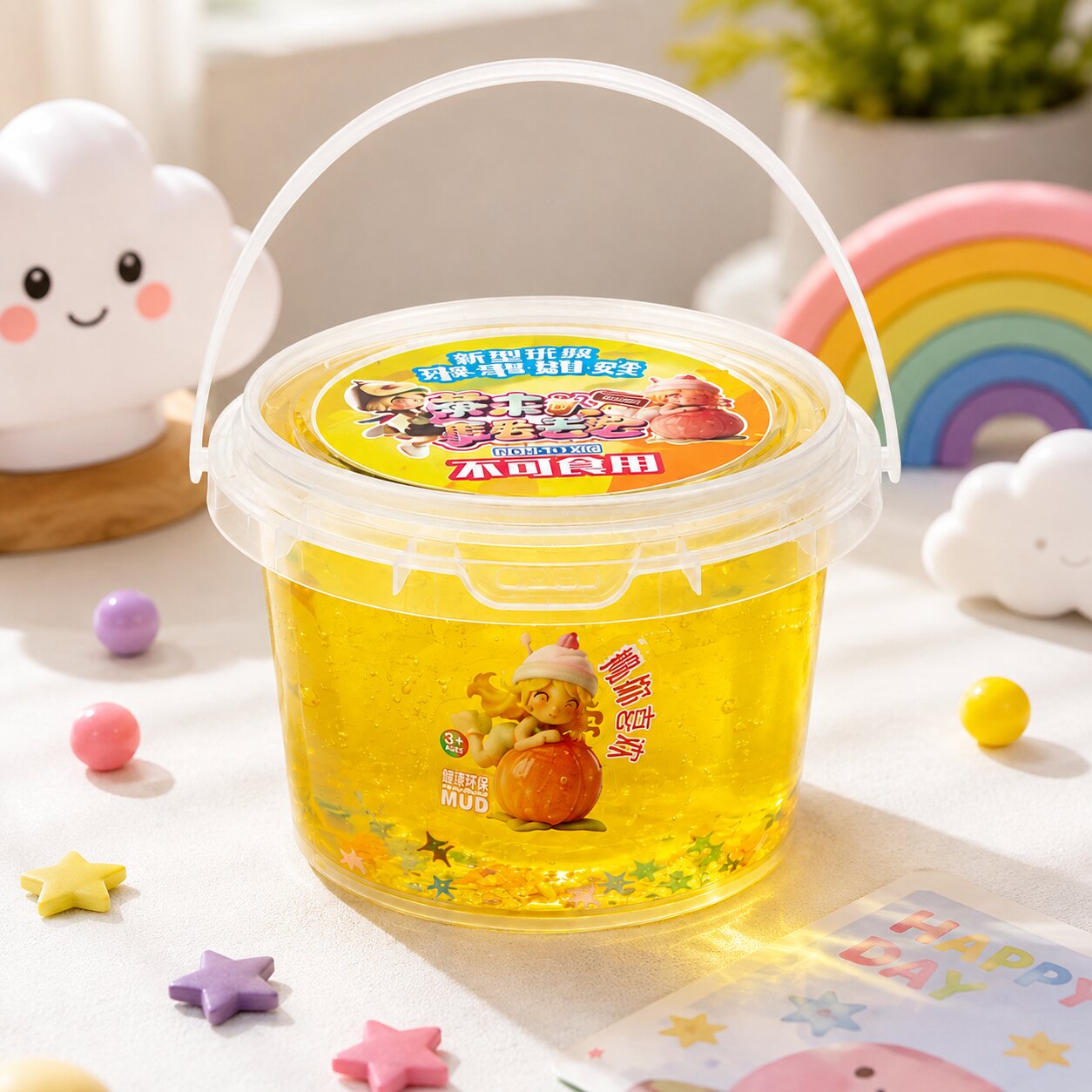 Slime Translucide Pailleté - Pot de Gelée Élastique