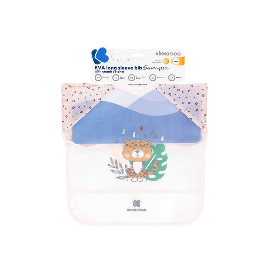 Bavoir Manches Longues EVA avec Ramasse-Miettes – Savanna Pink