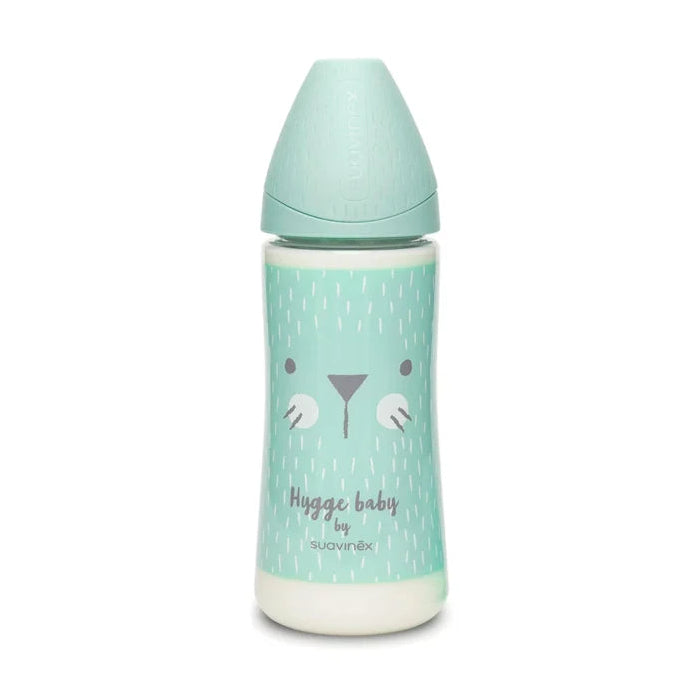 Biberon avec Tétine Ronde Débit Rapide 360ml - Lapin Vert - +4M - Suavinex