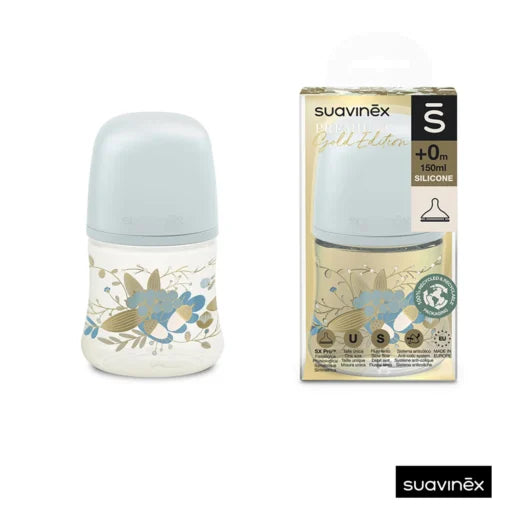 Biberon Premium Suavinex Tétine Physiologique Débit Lent 150ml - Bleu