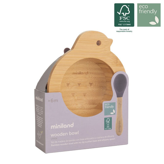 Bol et Cuillère en Bambou Poussin – Miniland