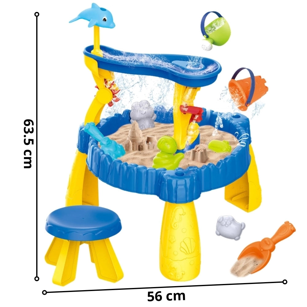 Woopie Table Jeu Sable et Eau XL 2-en-1 – Dauphin – 12 pièces