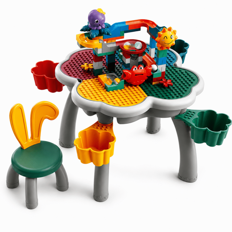 Table d'Activités Compatible Briques LEGO avec Chaises
