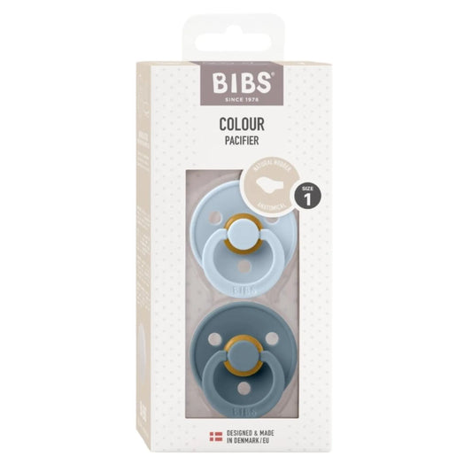 Bibs Sucettes Anatomiques en Latex – Bleu Bébé/Pétrole – Lot de 2 – Taille 1 (0-6 mois)