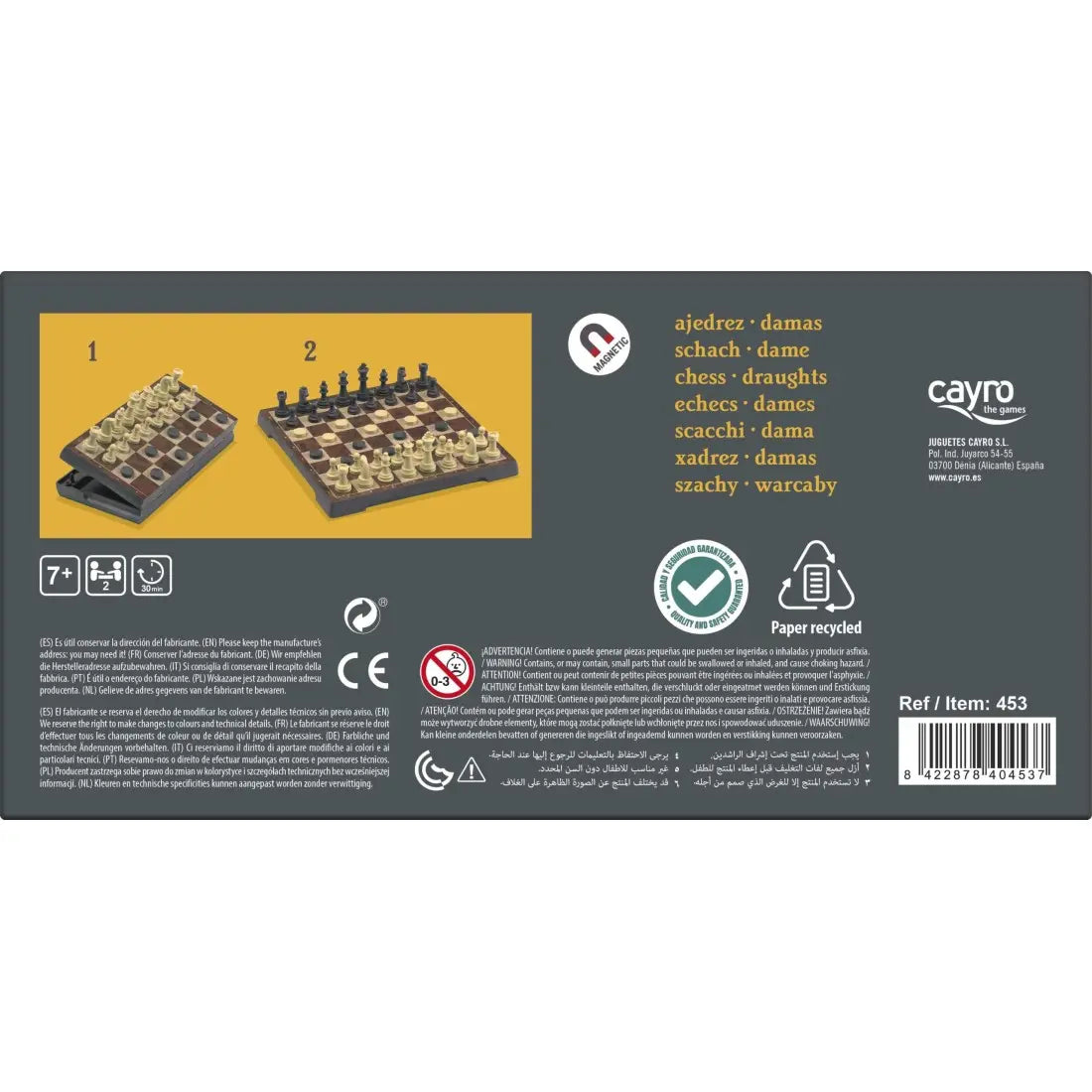 Jeu de Dames et d’Échecs Voyage Magnétique – Cayro
