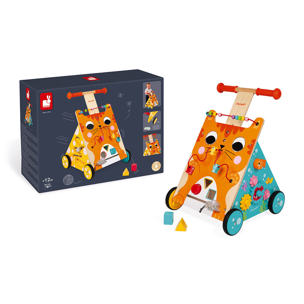 Chariot Multi-Activités Chat en Bois – Janod