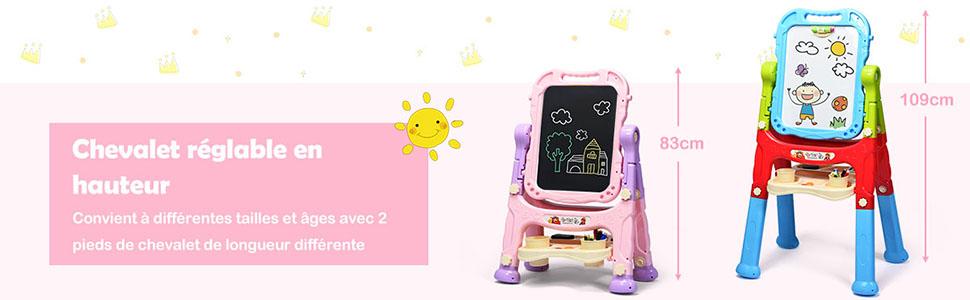 Chevalet Double Face pour Enfants – Tableau Blanc et Tableau Noir Rotatif