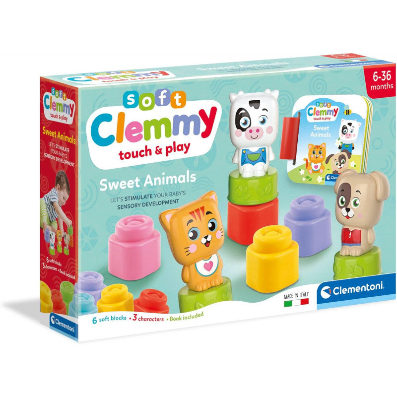 Clementoni – Cubes & Animaux Soft Clemmy (6 Cubes + 3 Personnages + Livre)