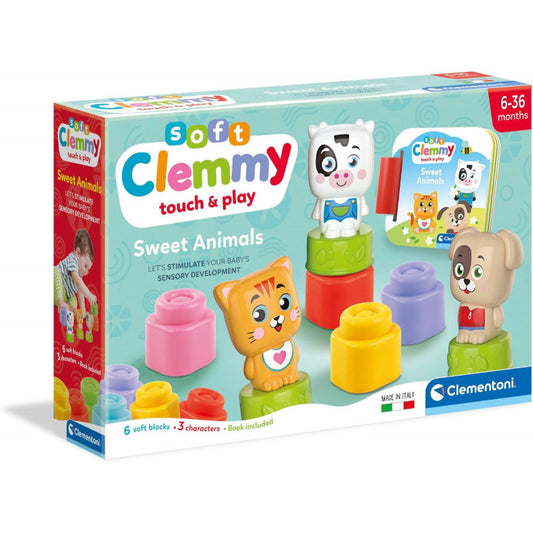 Clementoni – Cubes & Animaux Soft Clemmy (6 Cubes + 3 Personnages + Livre)