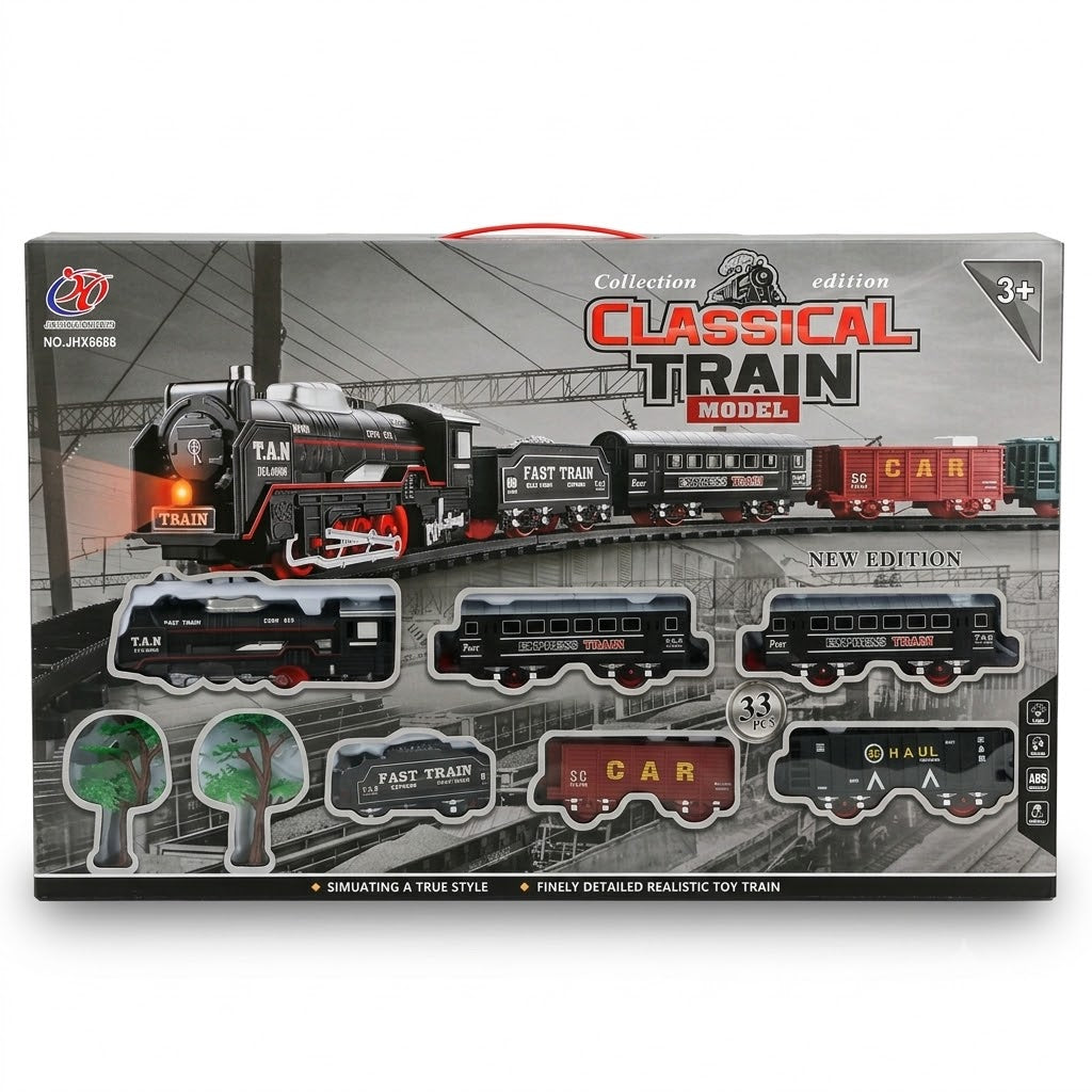 Train Classique à Vapeur avec Sons, Lumières et Fumée