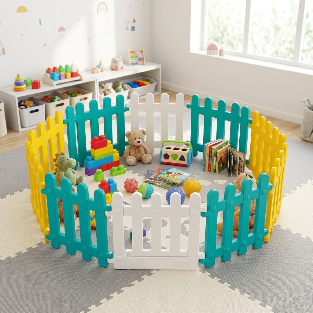 Barrière de Jeu Dolu Fence – Parc Modulable Intérieur et Extérieur, 6 Mois et Plus