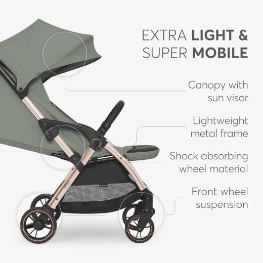 Poussette EDEN – Pliage Automatique Compact – Green & Gold