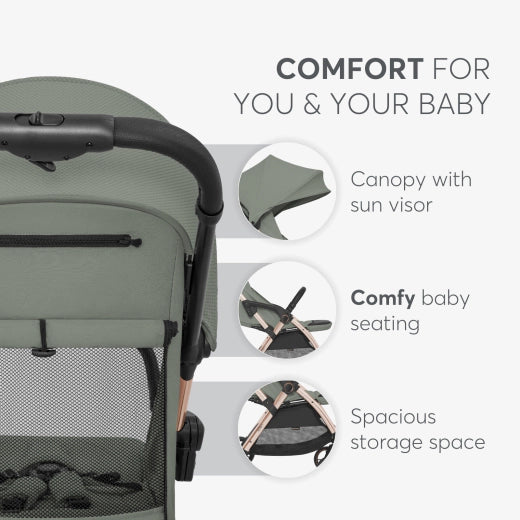 Poussette EDEN – Pliage Automatique Compact – Green & Gold