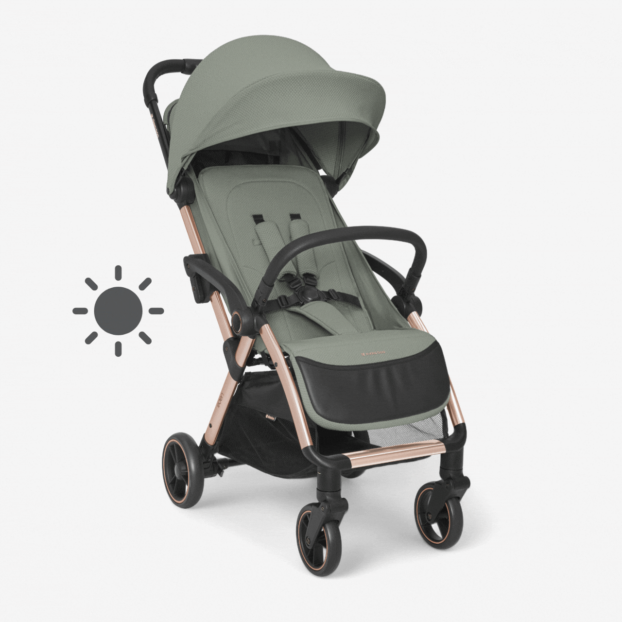 Poussette EDEN – Pliage Automatique Compact – Green & Gold