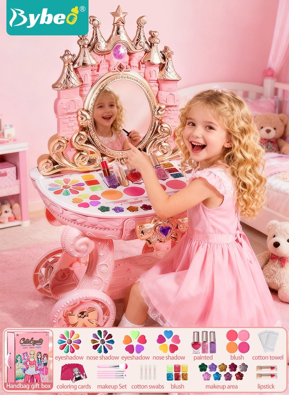Coiffeuse Carrosse de Princesse avec Miroir et Maquillage – Cute Beauty