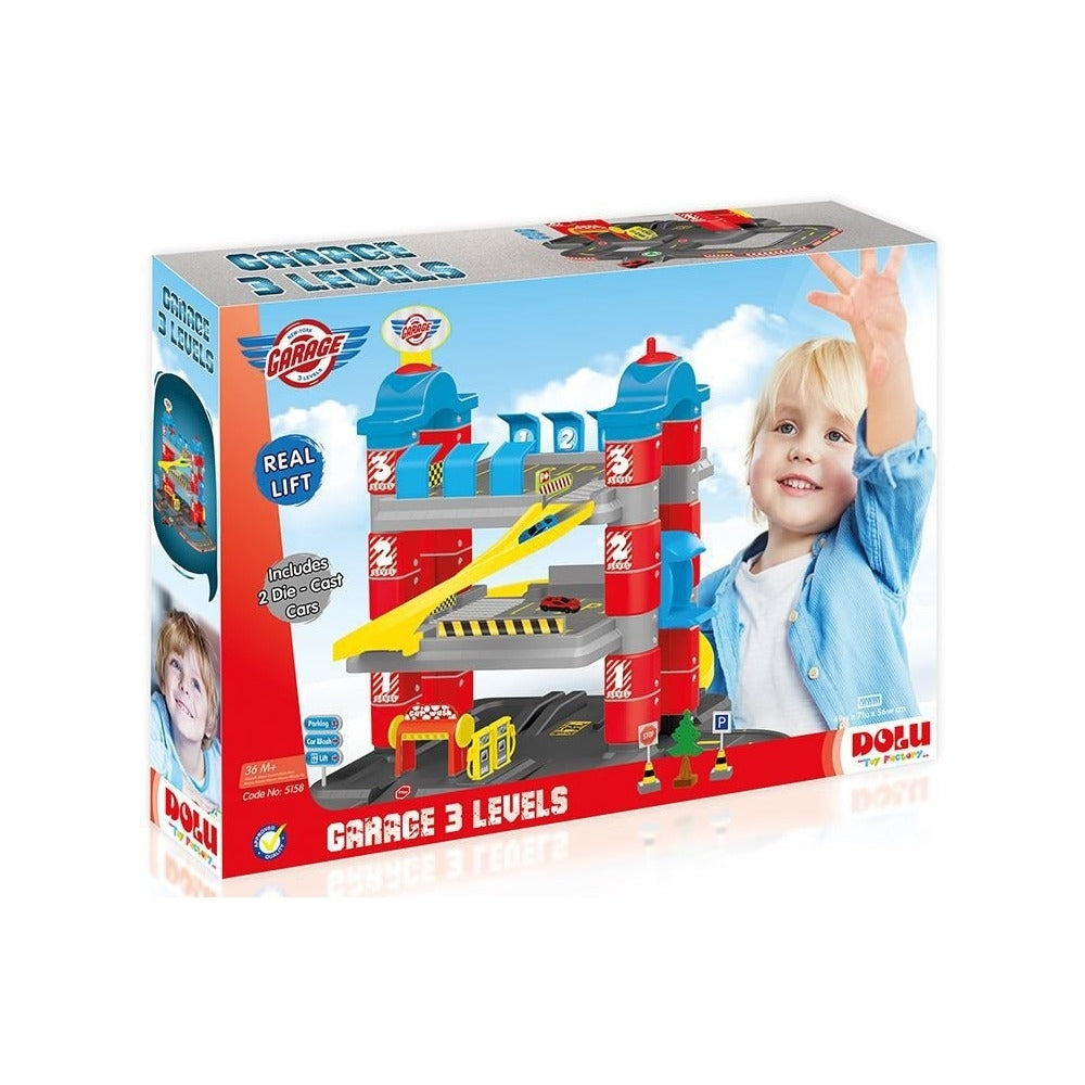 Garage Enfant Dolu – 3 Niveaux avec Ascenseur et Accessoires