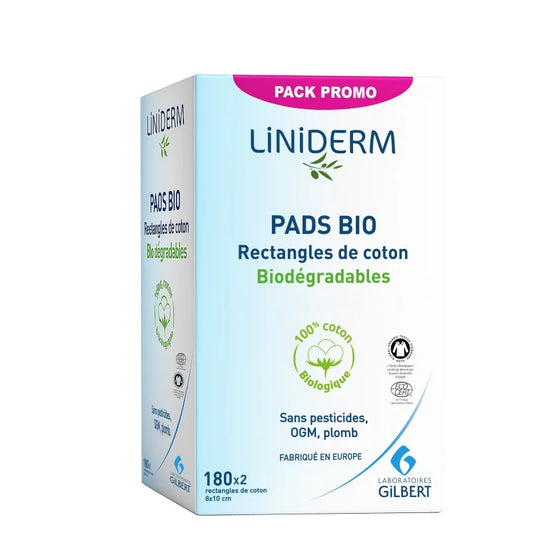 Gilbert Pads Bio – 180 rectangles de coton 8x10 cm