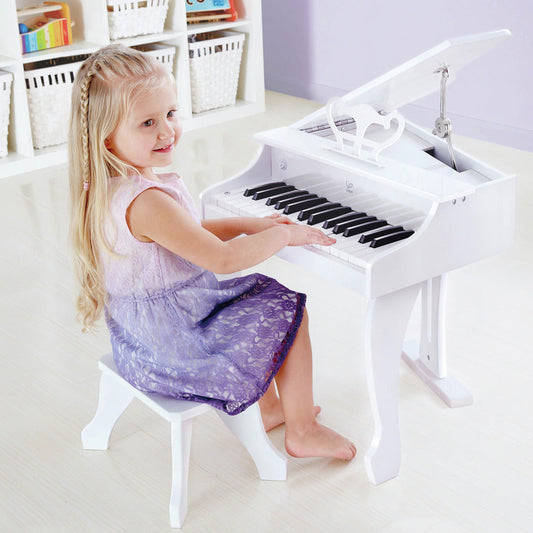 Hape Piano à Queue Deluxe Blanc avec Tabouret - Clavier Électronique 30 Touches