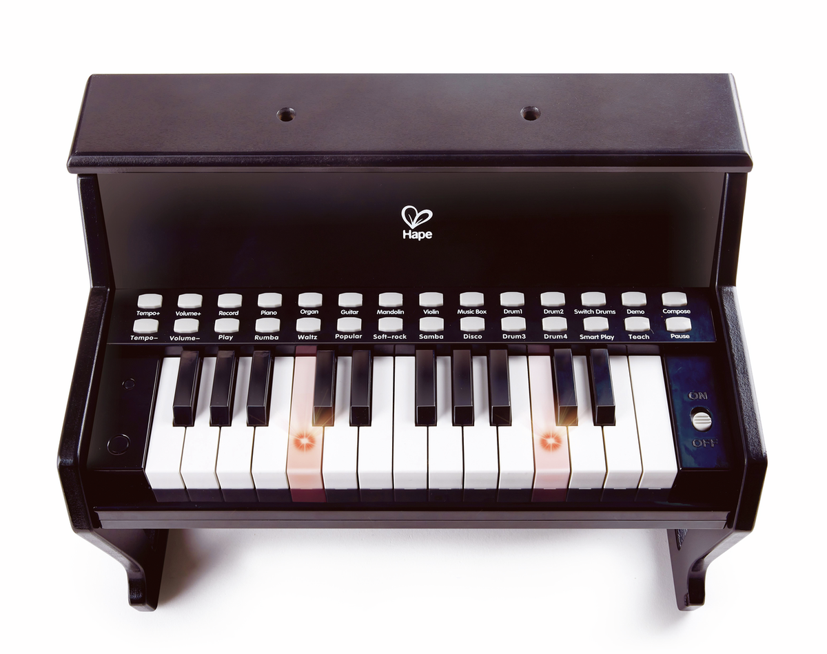 Hape Piano Lumineux Éducatif Noir - Clavier Musical 25 Touches